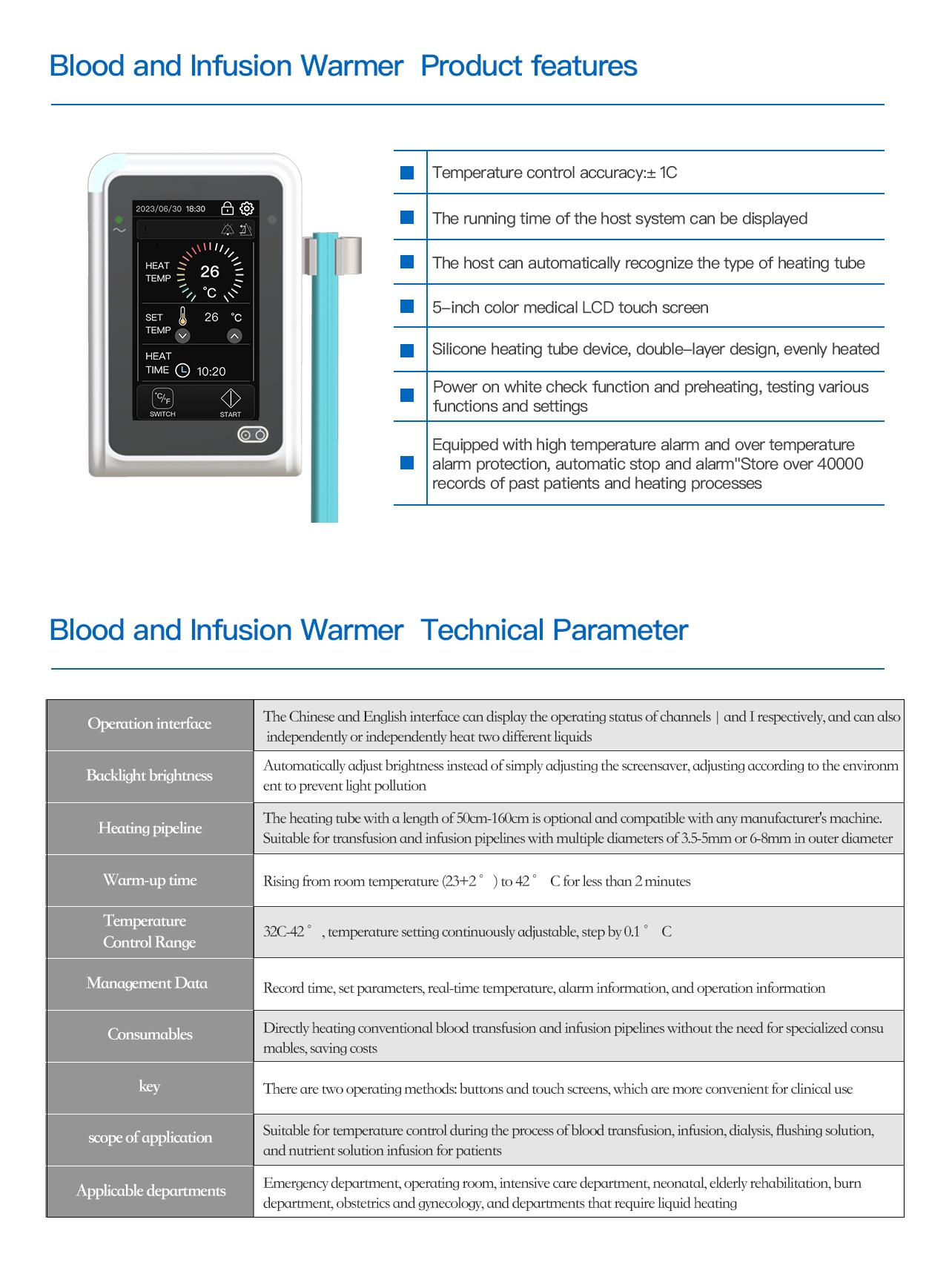 2001A Medical Fluid Warmer Single Channel Blood and Infusion Warmer 2001A Medical Fluid Warmer Single Channel Blood and Infusion Warmer