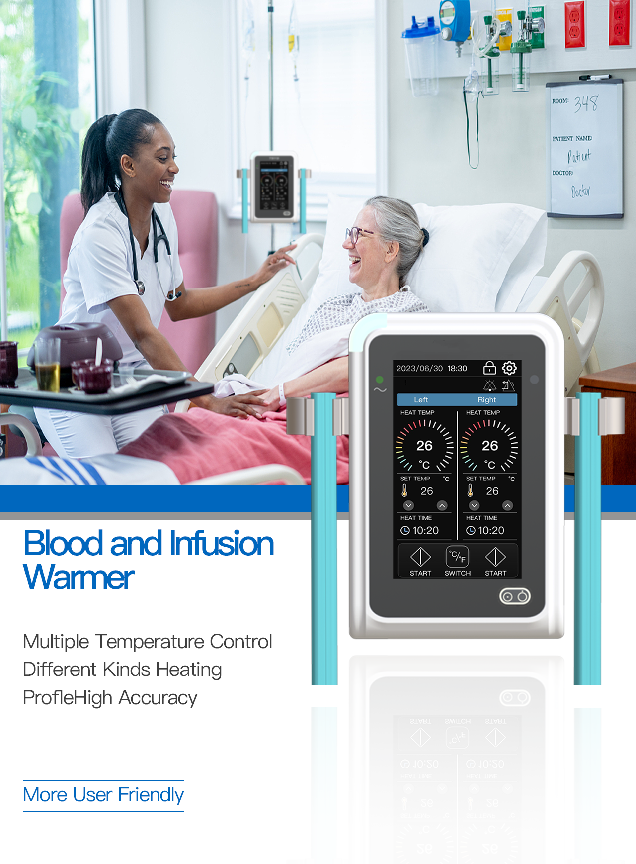 2001B dual-channel Blood Fusion Warmer for Hospital Use Fluid IV Infusion Warmer