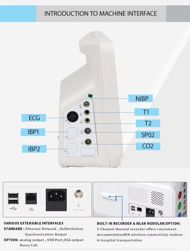 MEK-YK8000D 14 Inch TFT LCD Screen Vital Signs Monitor Advanced Patient Monitor