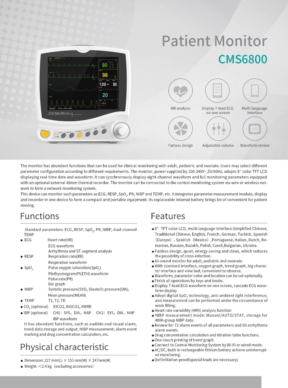 CMS6800 Multi Parameter Patient Monitor 8