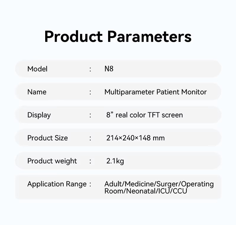 N8 Color TFT Screen Multi Parameter Patient Monitor