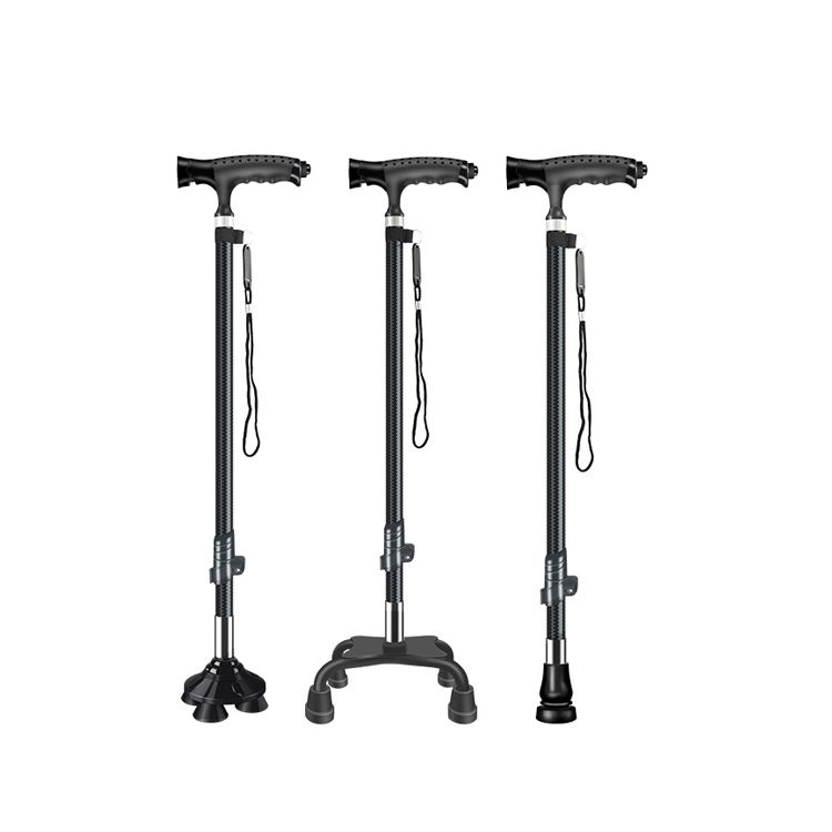 325 Carbon ultra light telescopic cane four legged anti slip crutch