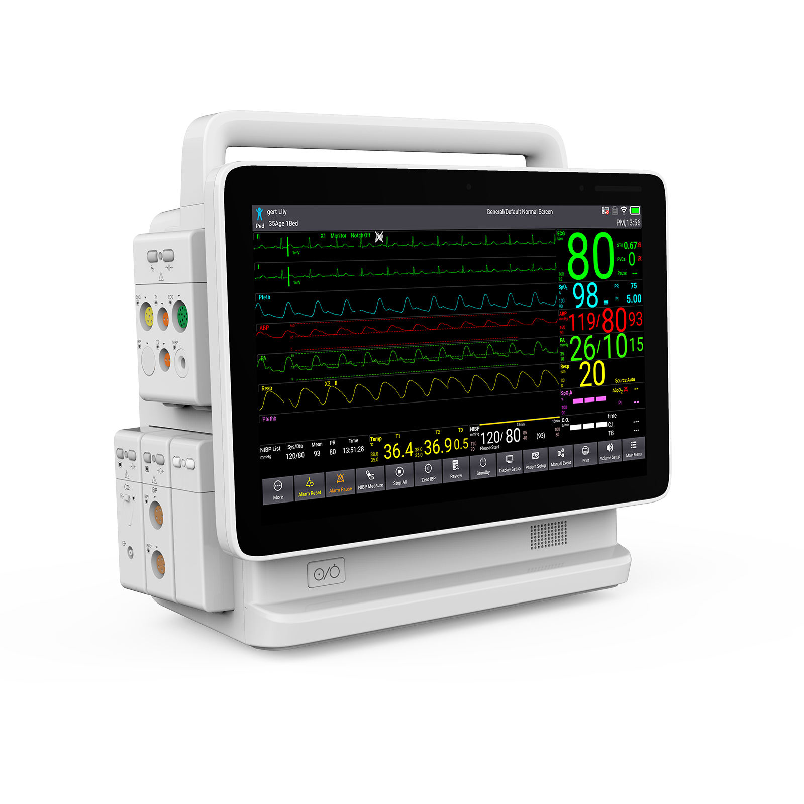 TS13 Modular Patient Monitor Hospital ICU Touch Screen Vital Sign Monitor